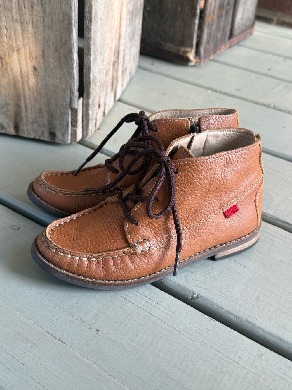Kids Marc Joseph Tan Leather Lace-Up Ankle Boots
